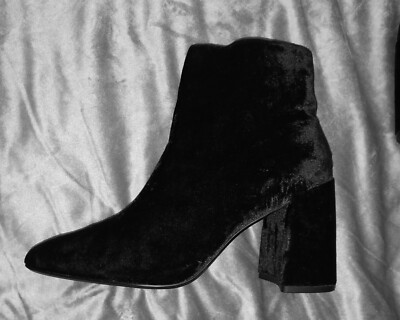 MNG Mango chunky heal black velvet booties boot size 8 eu 39