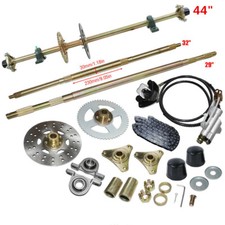 29" 32" 44" Go Kart Rear Live Axle Kit Sprocket Hub Brake Assembly chain Disc
