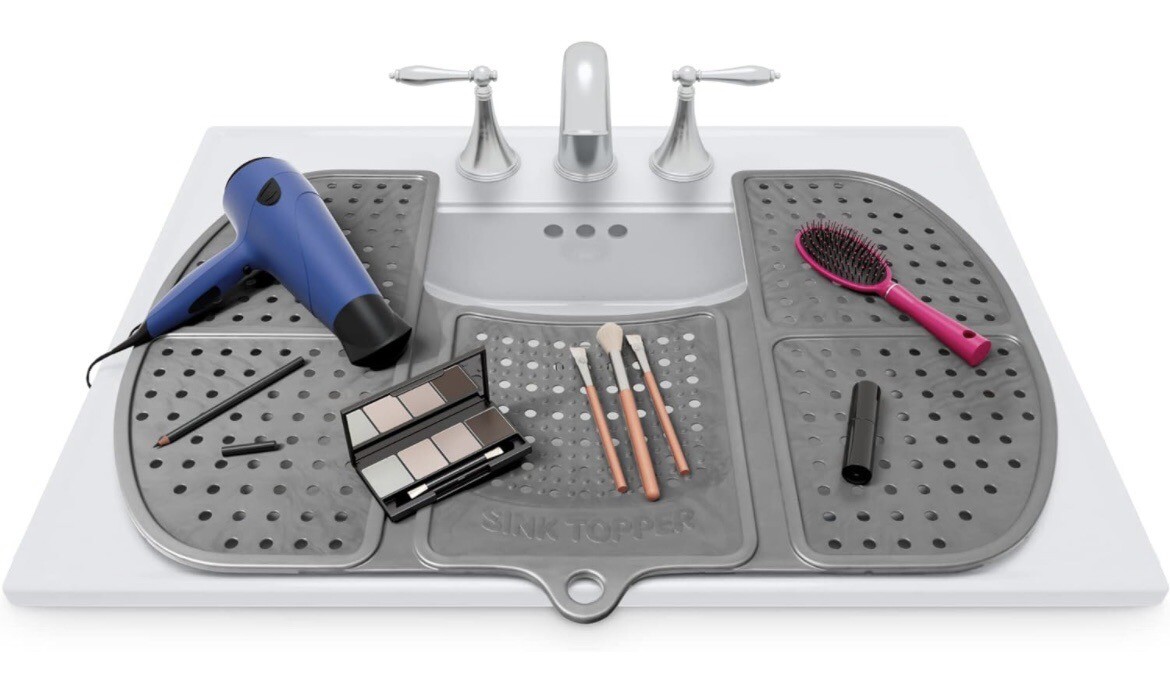 Sink Topper Foldable Sink Cover - Silicone Beauty Makeup Brush Cleaning Mat