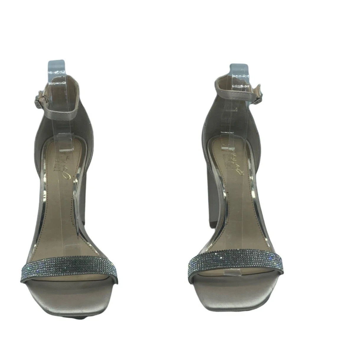 Jewel Badgley Mischka Women Sz 8.5 KESHIA III Cream Satin Bling
