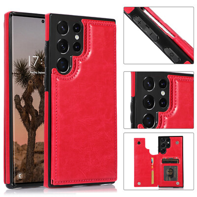 For Samsung S26Ultra S25 S24 S23 S22 Shockproof Rubber Leather Wallet Case Cover