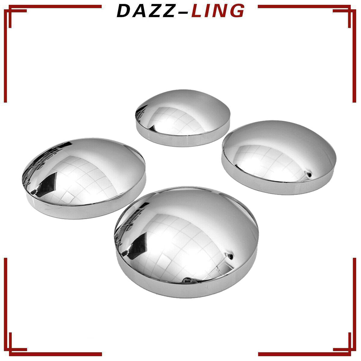 4PCS Chrome Metal 8" Dome Style Hub Caps Dome Semi Truck Rear Wheel