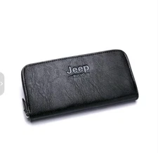 Men Wallet Jeep Leather Zipper Bag Phone Card Holder Long Handcarry