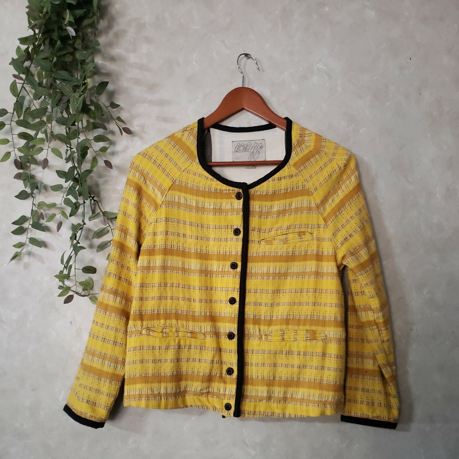 ACE & JIG Jacket Medium Donegal Tweed Yellow Business Professional Cropped 💛