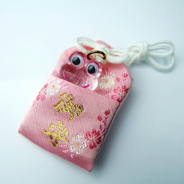 JAPANESE OMAMORI Charm Good luck FROG Kaeru Rich Money Health Pink