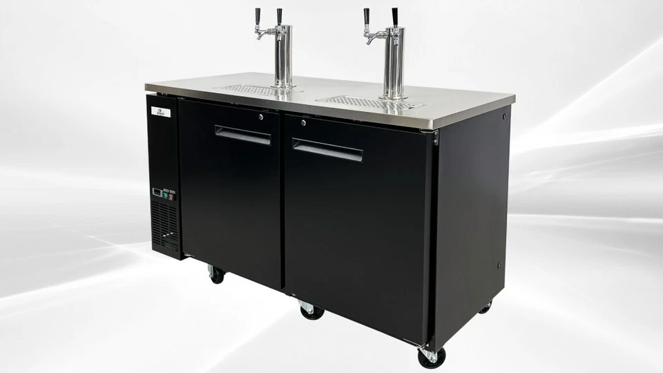 NUEVO 60" Cerveza Comercial Kegerator 2 Torres 4 Grifos Dispensador Refrigerador Barril NSF Foto 3 de 4