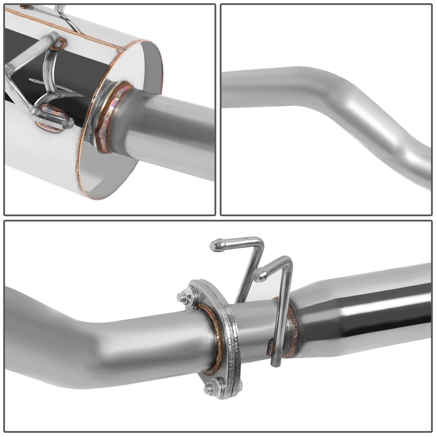 FOR 0105 HONDA CIVIC EX EM2 ES2 4" ROLLED MUFFLER TIP CATBACK EXHAUST SYSTEM eBay