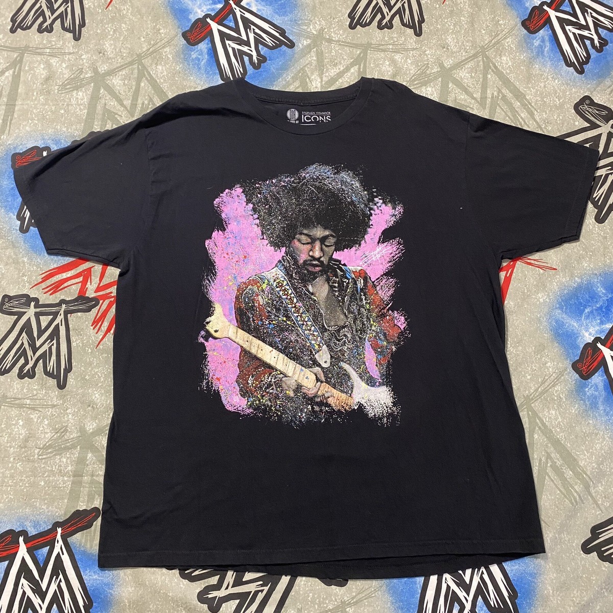 Jimi Hendrix Stephen Fishwick タイダイ染め加工 T