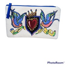 Brighton 2019 Doves Heart Graphic Canvas Zipper Pouch