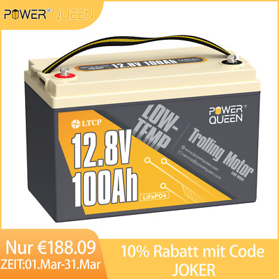 Power Queen 12V 100Ah LiFePO4 Lithium Batterie 100A BMS Low Temperature Schutz