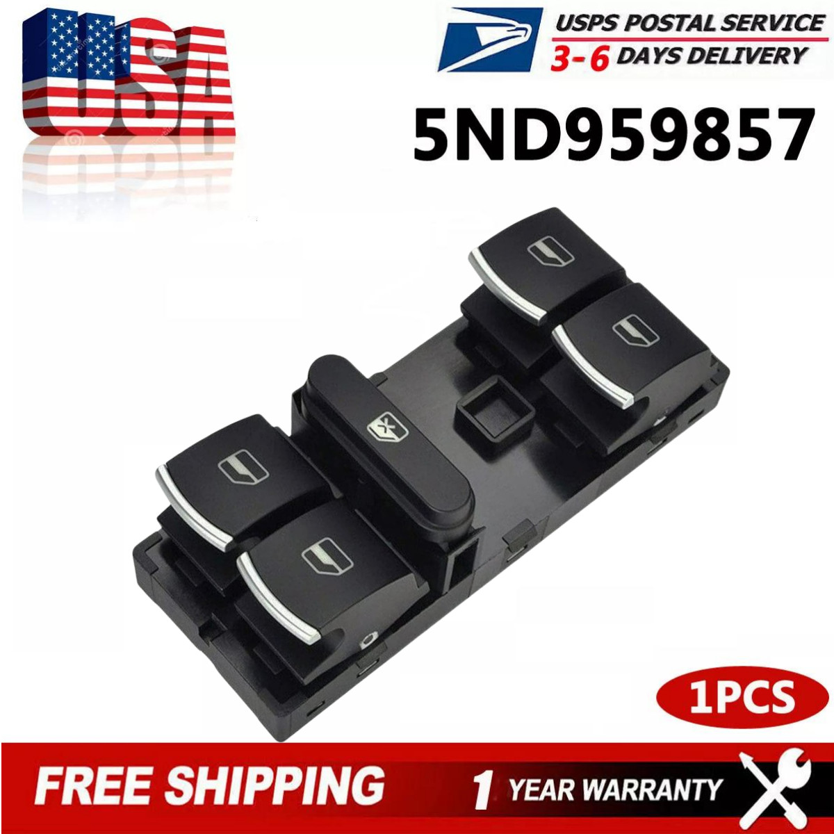 Master Power Window Switch Front LH Left Driver for VW Passat Tiguan Jetta Golf