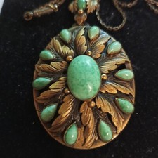 Kettenanhänger ,Art Deco,Neiger Brothers , Gablonz,Peking Glas ,florales Design 