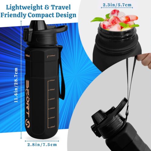 Water Bottle With Straw 1L BPA Free Leakproof School Office Cycling And Outdoor - Picture 9 of 10