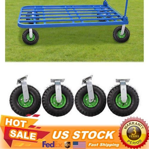 Rueda neumática de 10 pulgadas para neumáticos de aire de alta resistencia 4 ruedas giratorias bloqueo carro de granja - Imagen 2 de 23