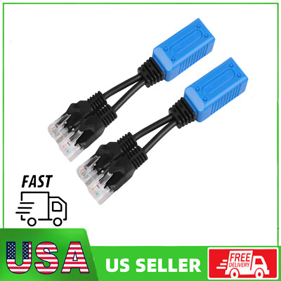 2 Pair RJ45 Splitter Combiner uPOE Cable Passive Power PoE Connectors Adapter
