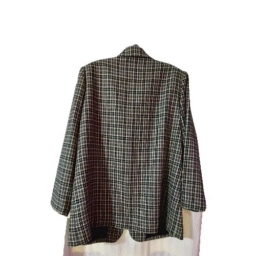 Blazer de lana Sag Harbor clásico marrón blanco a cuadros 16W chaqueta de carrera para mujer  Foto 2 de 4