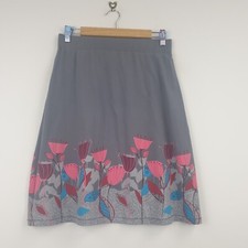 Mantaray Skirt Womens UK 10 Grey Floral Jersey A-Line Boho Casual Summer