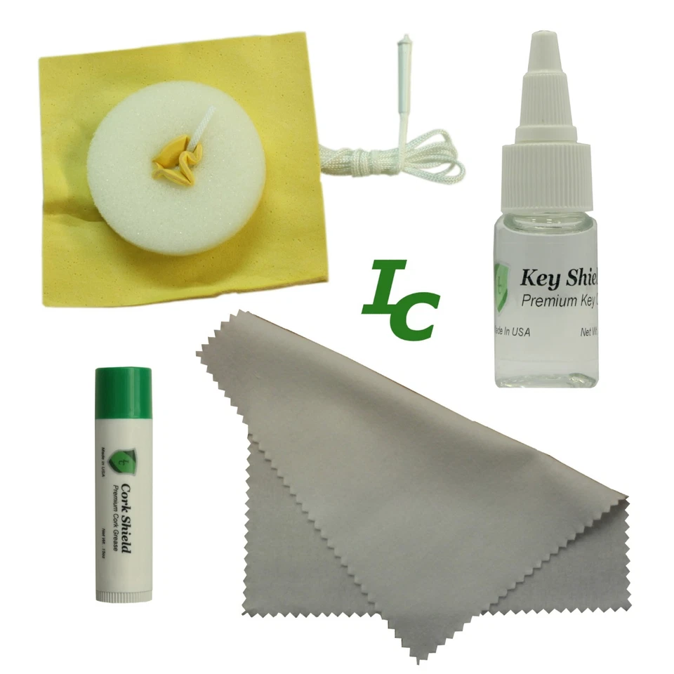 INSTRUMENT CLINIC Saxophone Maintenance Kit, Swab, Key Oil, Cork Grease, Polishing Cloth, USA!