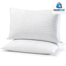 Flat Ultra Thin Bed Pillows Standard Size Pillow Set of 2 Extra Soft Down Alt...