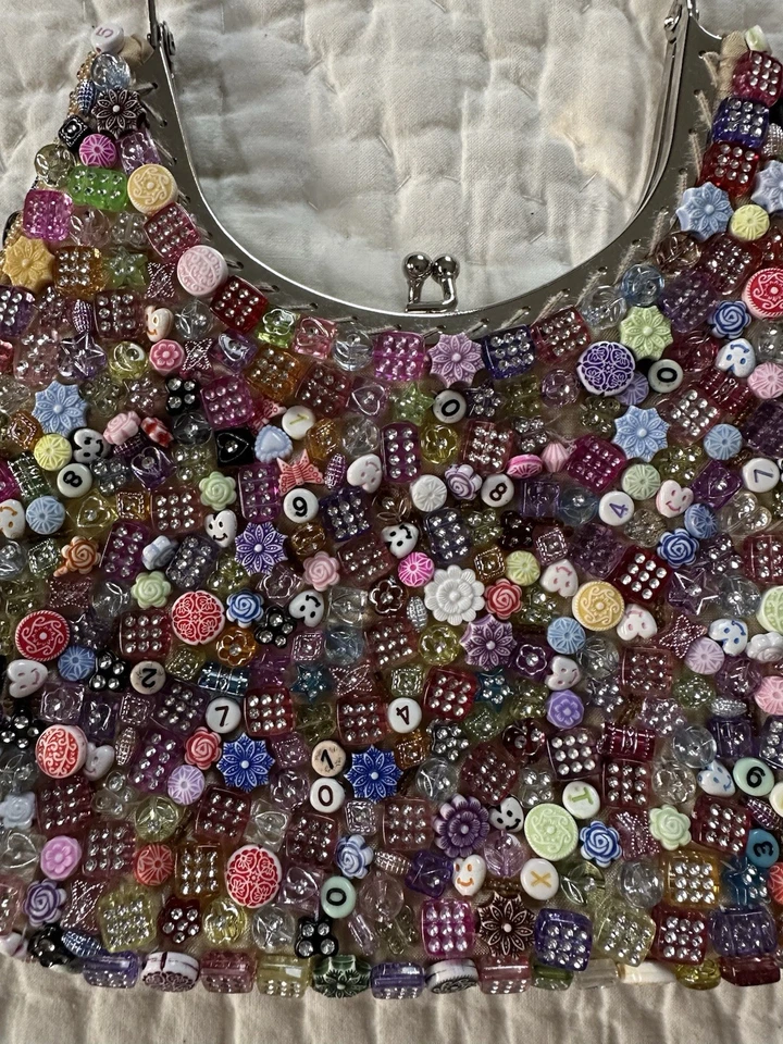 New Gorgeous Aftershock Floral Beaded Purse Evening Bag multi colour Domino - Image 2 of 4