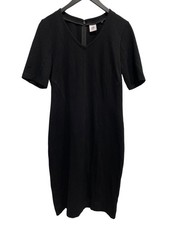 CAbi Clair Sheath Dress Size 10 V Neck Half Sleeve Knee Length Black Office Work