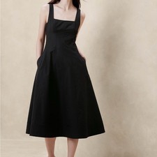 Banana Republic Black Midi Dress | Corset Bodice | Whimsygoth Cottagecore