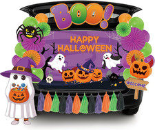 Happy Halloween Trunk or Treat Car Decorations Kit for SUV with Boo Happy Hallow