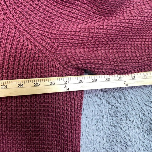 Oak Hill Chunky Knit Cotton Sweater 3XL Burgundy 3 Button Pullover - Picture 12 of 16
