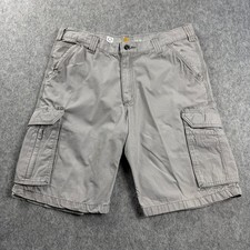 Carhartt Force Mens Cargo Shorts Size 35 Grey Ripstop Relaxed Fit Utility