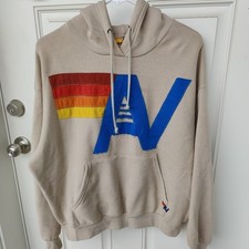 Aviator Nation Logo Stitch Relaxed Hoodie Sand Unisex USA
