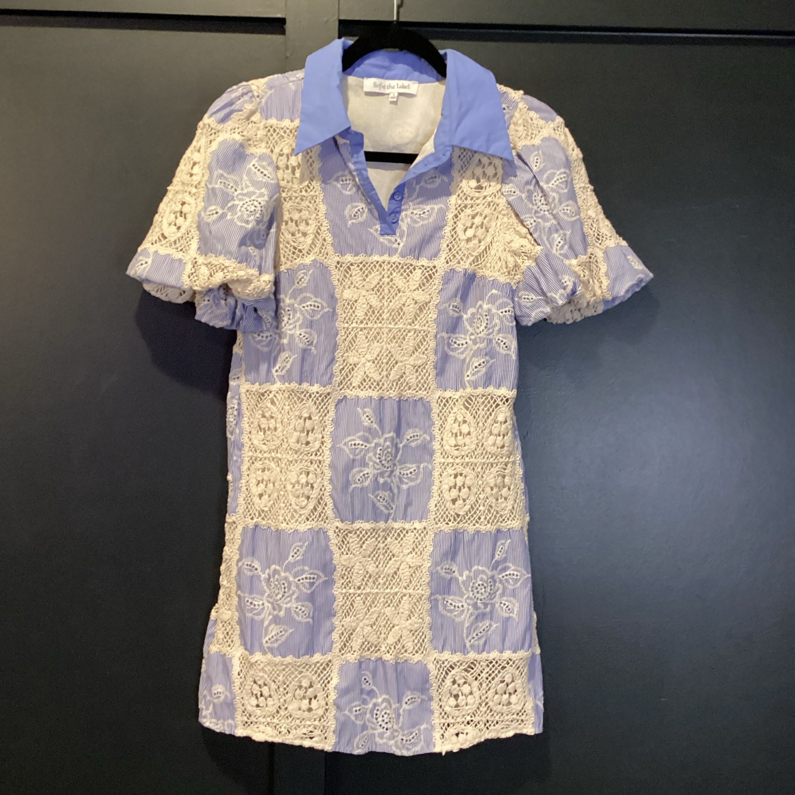 Sofie the Label Sydney Blue Knit Patchwork Mini D… - image 2