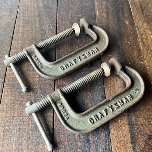 Vintage Craftsman 66674 4 Inch Malleable C-Clamp Pair (USA)