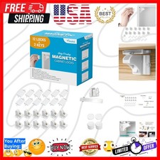 Adhesive Magnetic Cabinet Locks 12 Locks and 2 Keys