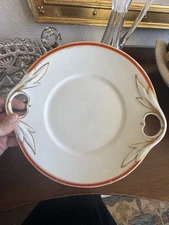 Antique 19th c. Old Paris Porcelain Platter Cake Plate White, Gold, Orange