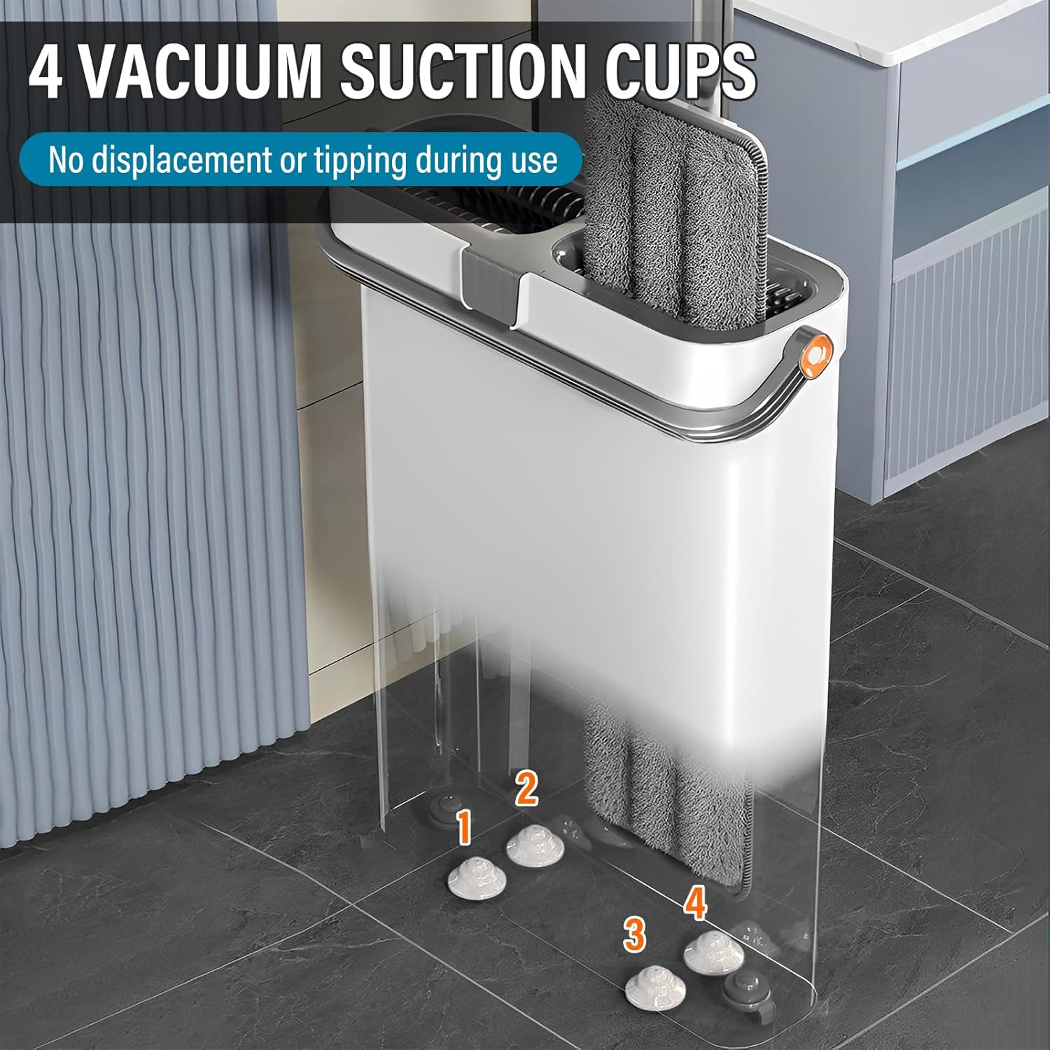 Flat Mop and Bucket Set with Wringer,Flat Squeeze Mop Head for Home Floor Cle...