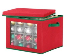 Christmas Ornament Storage Box 64 Compartment Lid Container NIB Dividers