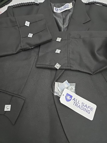 Kilt Highland Jacket Mens Black Size 48R Wool&Poly Silver Color Buttons 5 Pocket - Picture 7 of 11