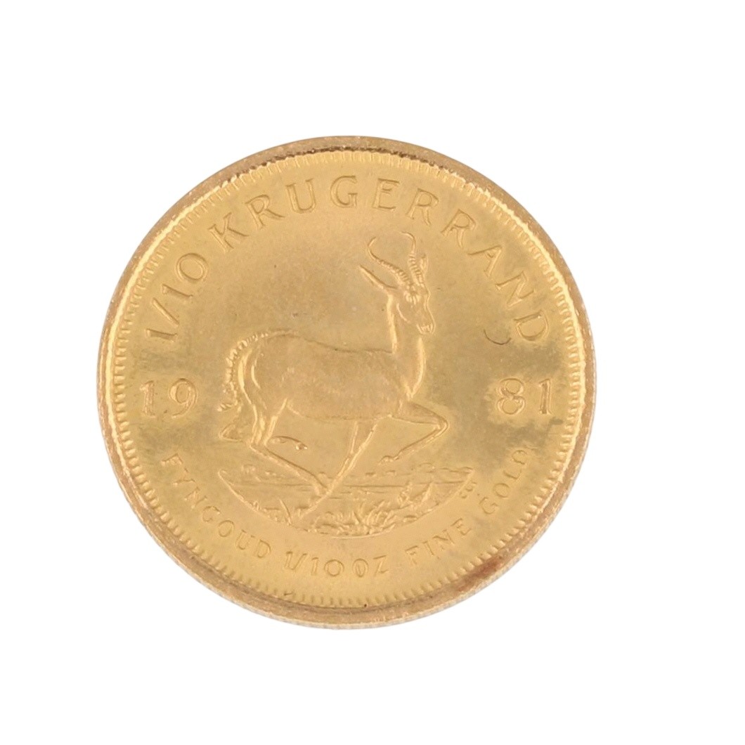 カーディナル用　ジュラルミンハンドル　ゴールド 1981 South African Krugerrand 1/10 oz Fine Gold Bullion Coin in