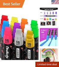Washable Neon Chalk Markers for Cars  Glass - 10 Non-Toxic Pens, Jumbo Tip