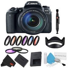 Canon EOS 77D DSLR Camera 18-135mm Lens Bundle w/ 9 Piece Filter Kit Intl Mode