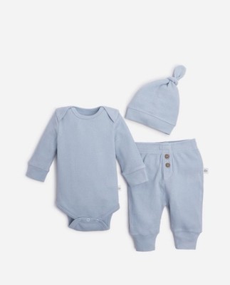 Tiny Kind Organic Cotton Waffle 3 Piece Gift Set Light Blue NEWBORN
