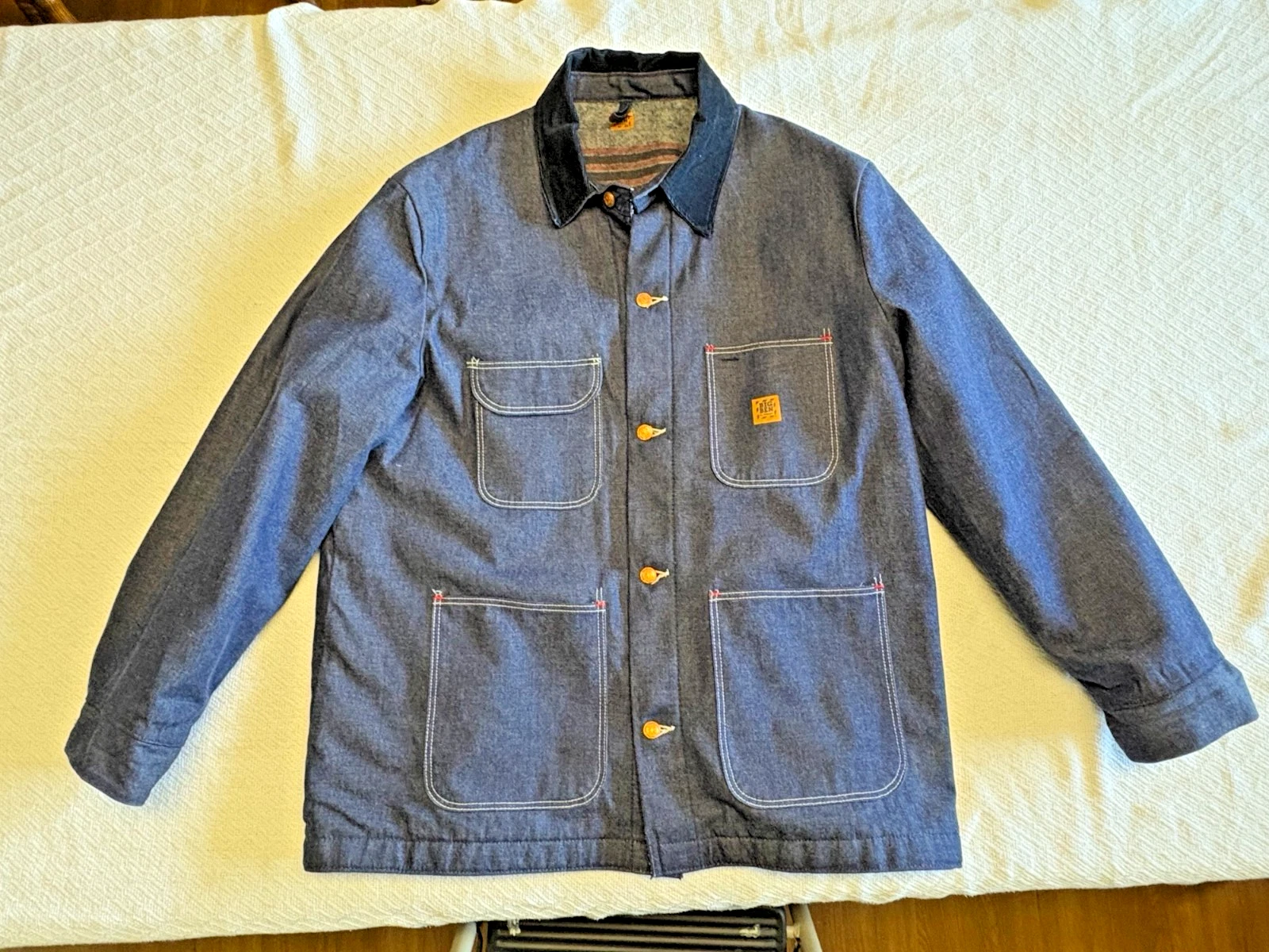 Vintage Big Ben Denim Barn Jacket Chore Coat Men's Sz 46 Blanket Lined USA (#3)