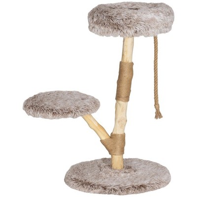 Brown 35 Inch Modern Cat Tree Tower Wooden Scratching Post Sisal Condo