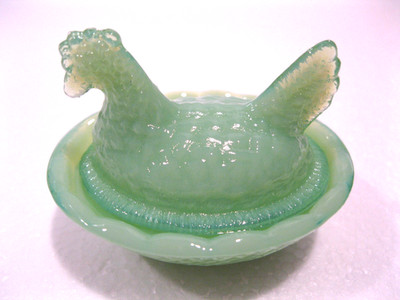 NEW 2 1/2'' Mini HEN on NEST, GLASS, JADEITE, Get a DOZEN for one Price
