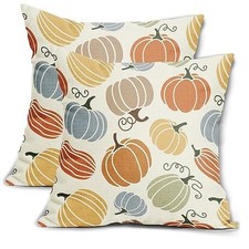 Fall Pillow Covers 18x18 Set of 2 18" x 18" Pack of 2 Blue Yellow Orange