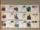 Nine LOCOMOTIVES Japan fdc.Each three same stamps diff pictures