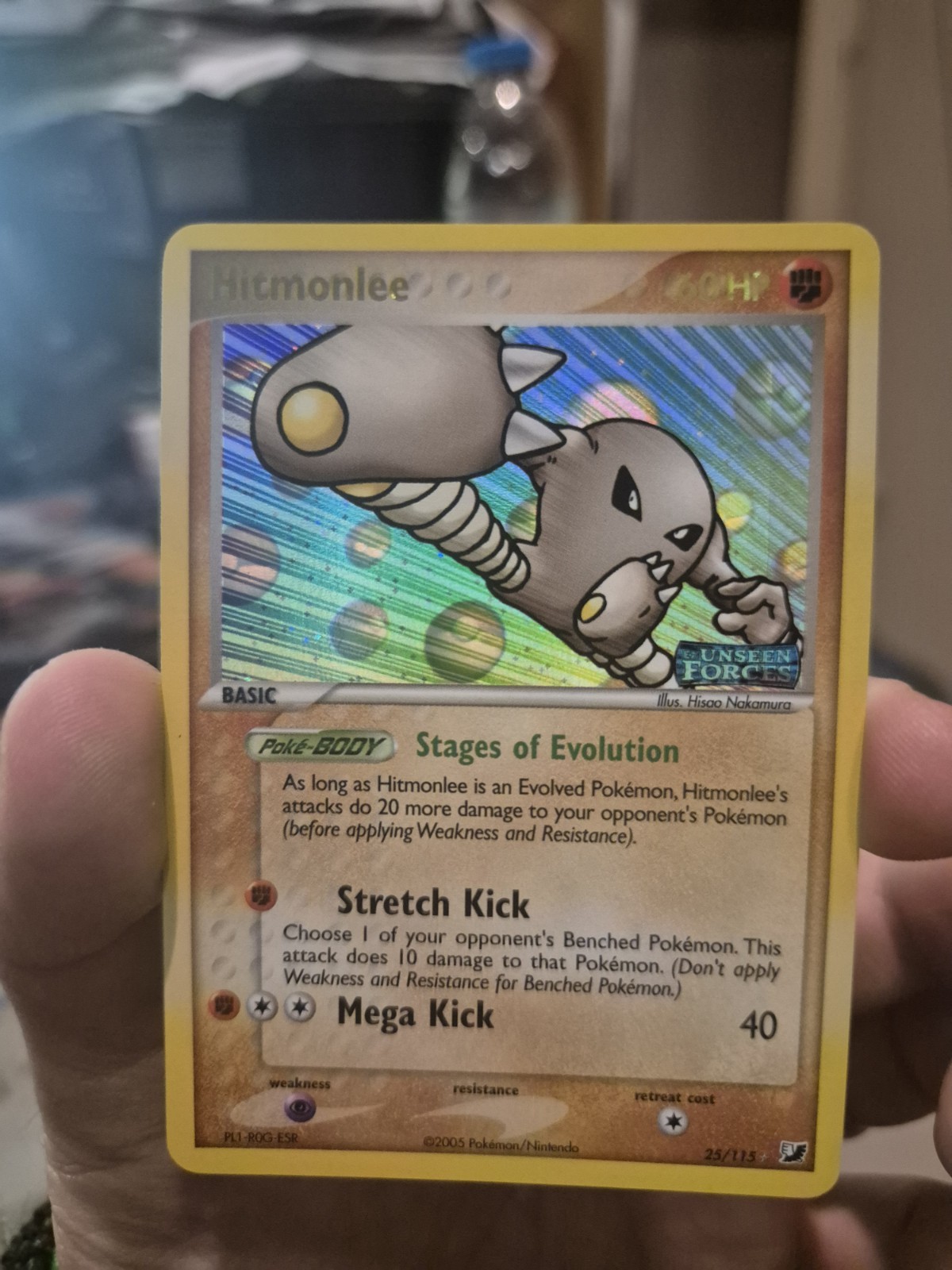 Hitmonlee 25/115 Unseen Forces Reverse Holo