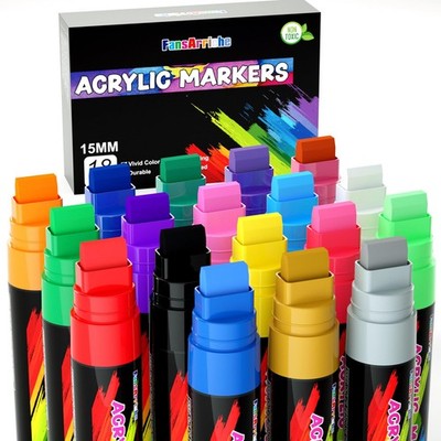 MARKERS SET Acrylic Paint Marker Jumbo Felt Tip 15mm 18 Colors FANSARRICHE
