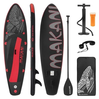Makani Stand-Up SUP-Board (320 × 80 × 15 cm) in Schwarz/Rot – inkl. Pumpe Tasche - Bild 1 von 4