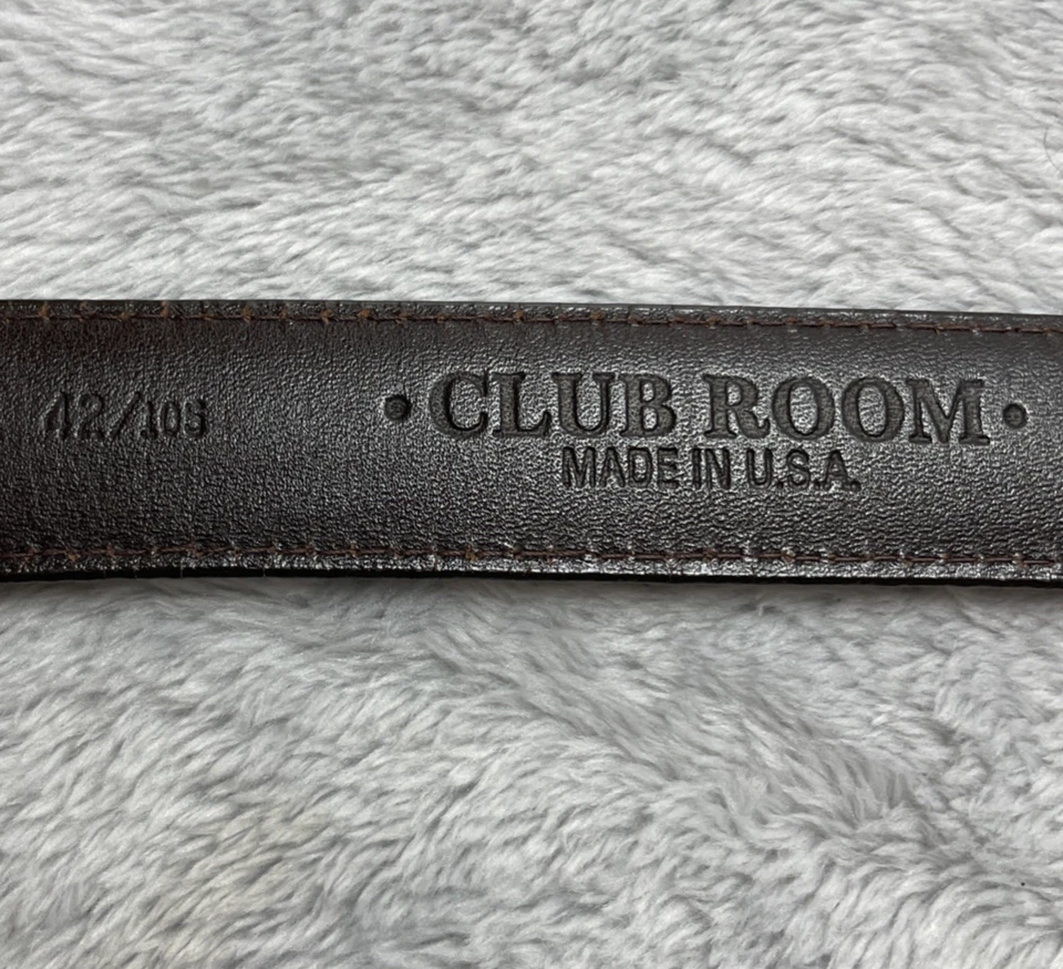 Винтажный мужской пояс из воловьей кожи Club Room 42/105 цвет коньяк коричневый с латунной пряжкой 1 дюйм США - Изображение 2 из 4